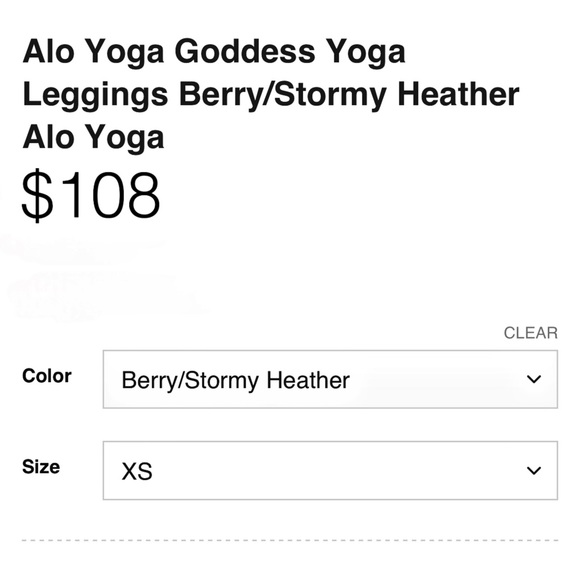 Alo Yoga Goddess Leggings in Berry/Stormy Heather XS EUC - Picture 5 of 14